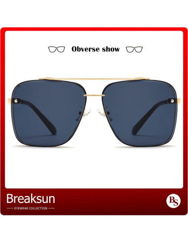 Gafas de Sol Cuadradas Breaksun UV400 Marco Dorado