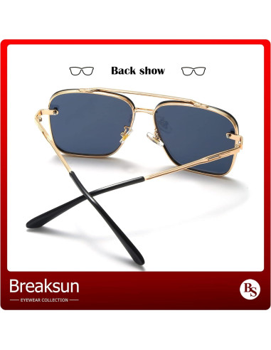 Gafas de Sol Cuadradas Breaksun UV400 Marco Dorado