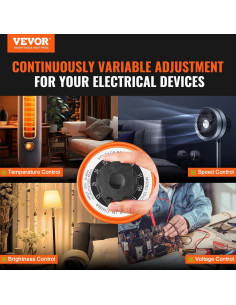 Transformador de Voltaje Variable VEVOR 500VA 0-130V LCD 2