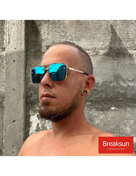 Gafas de sol cuadradas Breaksun con lente UV400 espejo azul