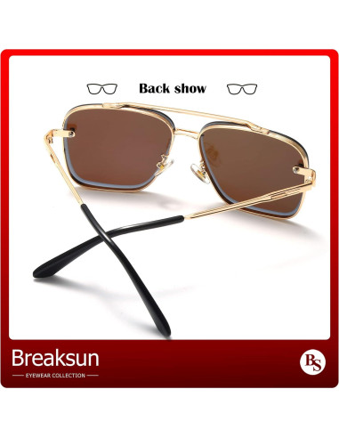Gafas de sol cuadradas Breaksun con lente UV400 espejo azul