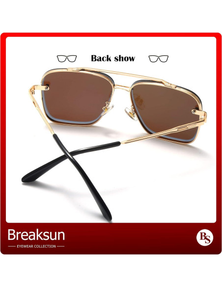 Gafas de sol cuadradas Breaksun con lente UV400 espejo azul