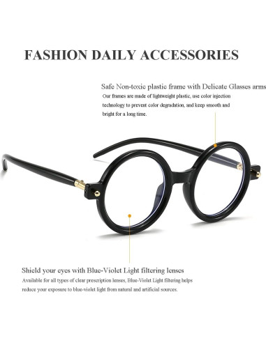 Gleyemor Gafas Redondas Retro Unisex Lentes Anti Luz Azul