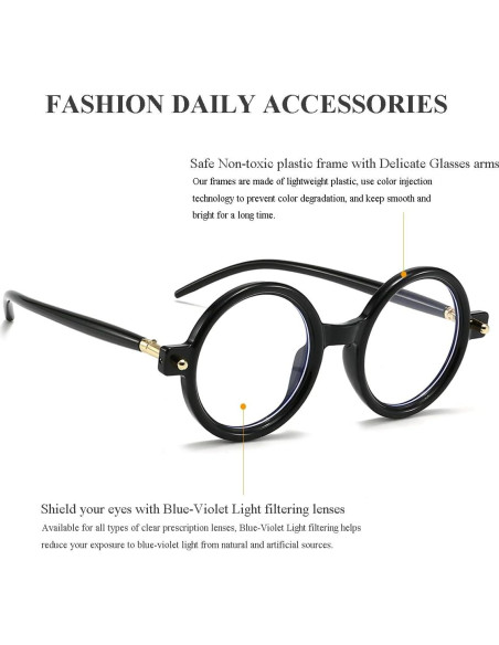 Gleyemor Gafas Redondas Retro Unisex Lentes Anti Luz Azul