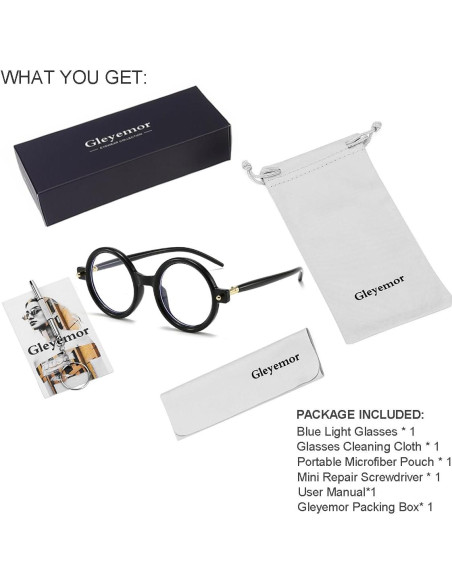 Gleyemor Gafas Redondas Retro Unisex Lentes Anti Luz Azul