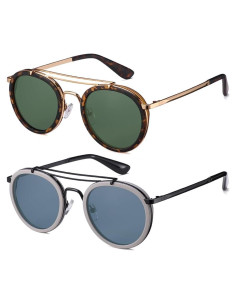 Gafas de sol polarizadas redondas metal vintage unisex