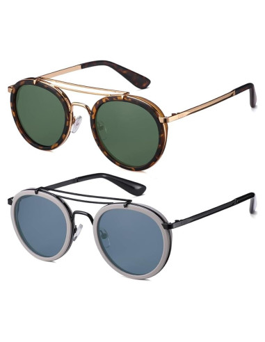 Gafas de sol polarizadas redondas metal vintage unisex