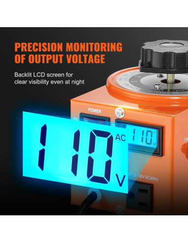 Transformador de Voltaje Variable VEVOR 500VA 0-130V LCD