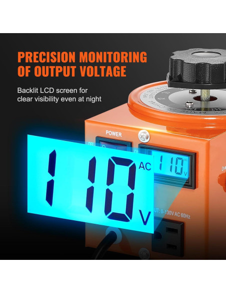 Transformador de Voltaje Variable VEVOR 500VA 0-130V LCD