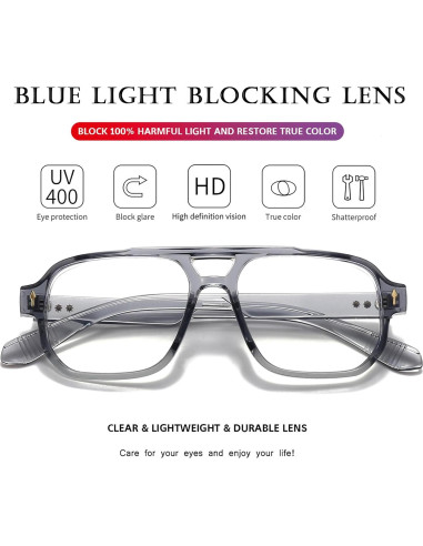 Gafas bloqueadoras luz azul PORADAY retro unisex 15.49x5.99cm