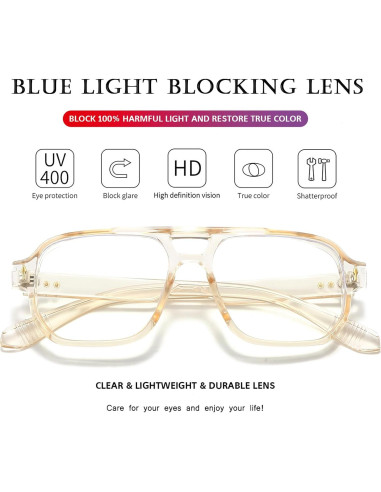 Gafas bloqueadoras luz azul PORADAY retro unisex 70s