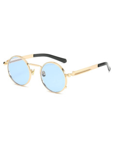 Gafas de sol redondas EYLRIM Steampunk UV 100% oro/rojo