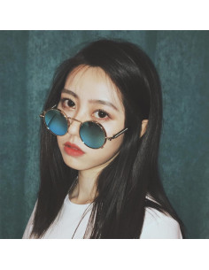 Gafas de sol redondas EYLRIM Steampunk UV 100% oro/rojo 2