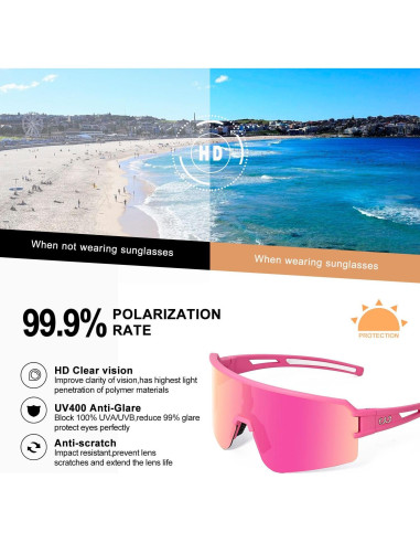 Gafas de Ciclismo FMY Polarizadas UV400 Rosa 28g