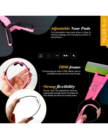 Gafas de Ciclismo FMY Polarizadas UV400 Rosa 28g Gafas de Ciclismo FMY Polarizadas UV400 Rosa 28g