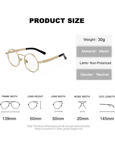 Gafas de sol redondas EYLRIM Eyl8478g 100% UV oro/transparente