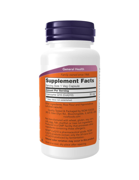 NOW CoQ10 30 mg Veganas 60 Cápsulas - Salud Cardiovascular NOW CoQ10 30 mg Veganas 60 Cápsulas - Salud Cardiovascular