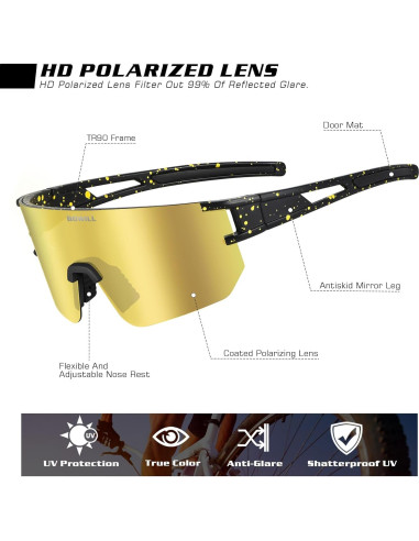 Gafas de Ciclismo BOLLFO Lentes Polarizados UV400 Unisex