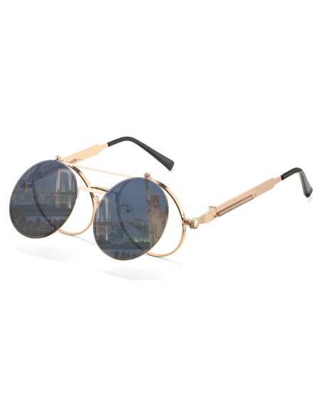 Gafas de sol redondas HJSTES oro/gris 50mm estilo vintage