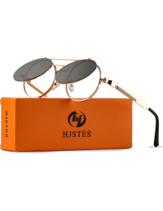 Gafas de sol redondas HJSTES oro/gris 50mm estilo vintage 2