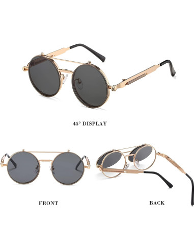 Gafas de sol redondas HJSTES oro/gris 50mm estilo vintage