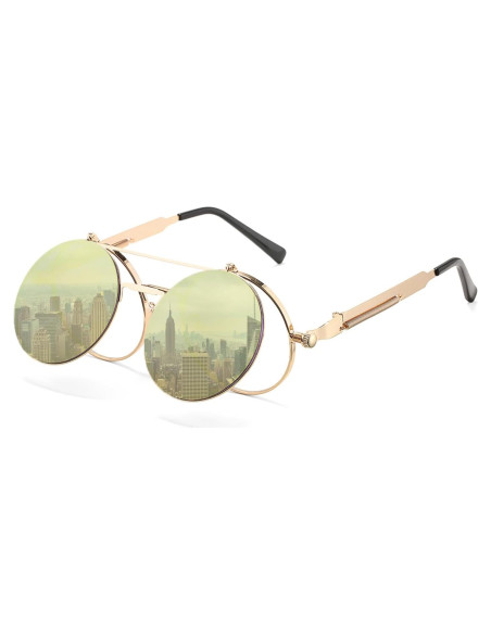 Gafas de sol redondas HJSTES estilo vintage steampunk