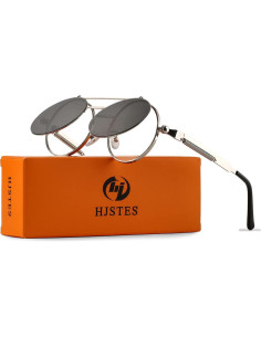Gafas de sol redondas HJSTES plata 50mm estilo vintage 2