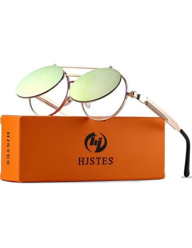 Gafas de sol redondas HJSTES estilo vintage steampunk