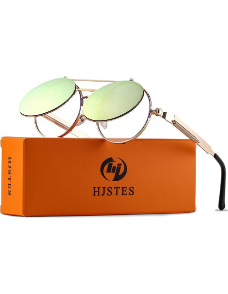 Gafas de sol redondas HJSTES estilo vintage steampunk