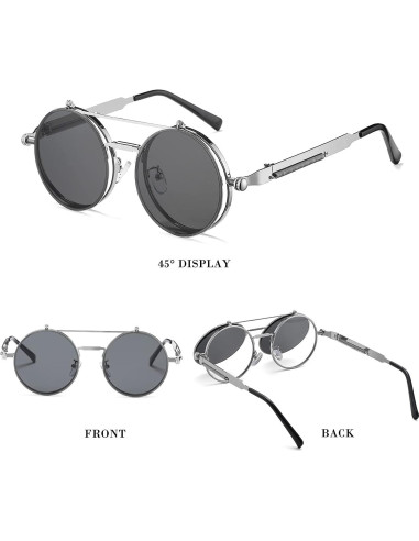 Gafas de sol redondas HJSTES plata 50mm estilo vintage