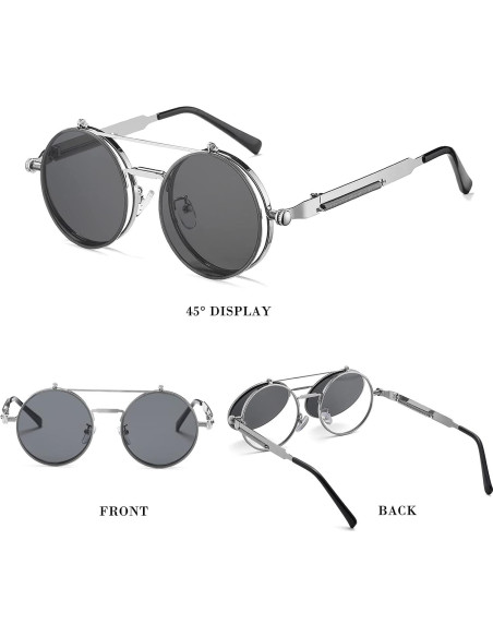 Gafas de sol redondas HJSTES plata 50mm estilo vintage