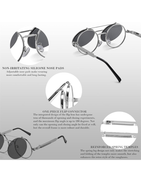 Gafas de sol redondas HJSTES plata 50mm estilo vintage
