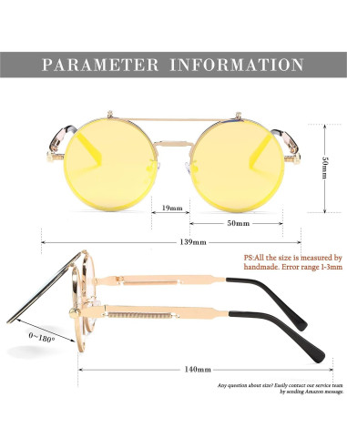 Gafas de sol redondas HJSTES estilo vintage steampunk