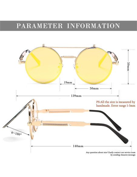 Gafas de sol redondas HJSTES estilo vintage steampunk