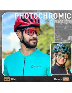 Gafas de Ciclismo KAPVOE K180 Fotoquímicas UV400 Rojo 2