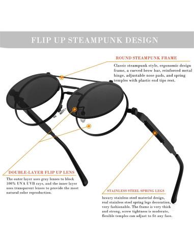 Gafas de sol redondas HJSTES estilo vintage unisex