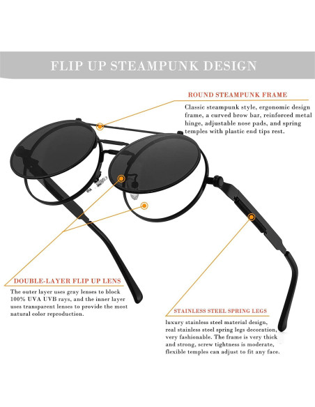 Gafas de sol redondas HJSTES estilo vintage unisex