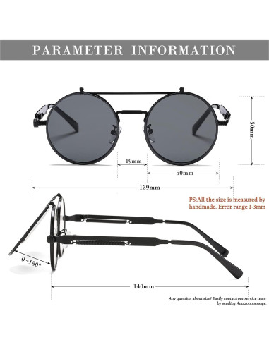 Gafas de sol redondas HJSTES estilo vintage unisex