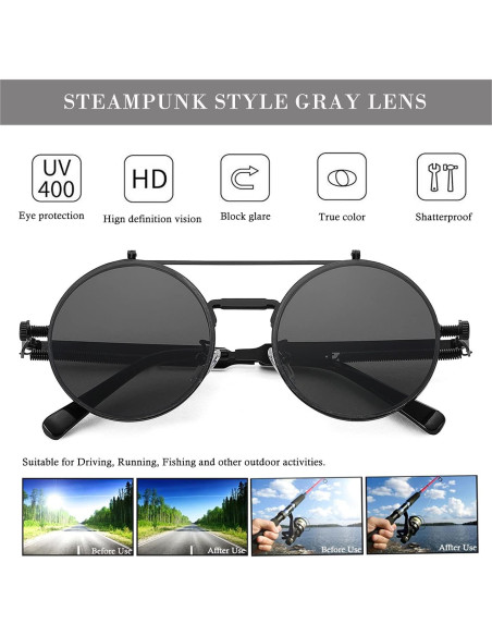 Gafas de sol redondas HJSTES estilo vintage unisex