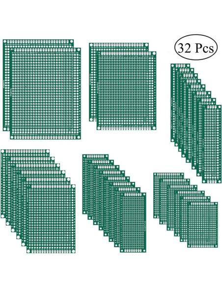 Kit de Placas PCB Doble Cara AITRIP 32 Piezas 6 Tamaños