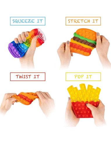 Paquete de Juguetes Antiestrés Ronton - 4 Poppers Comida