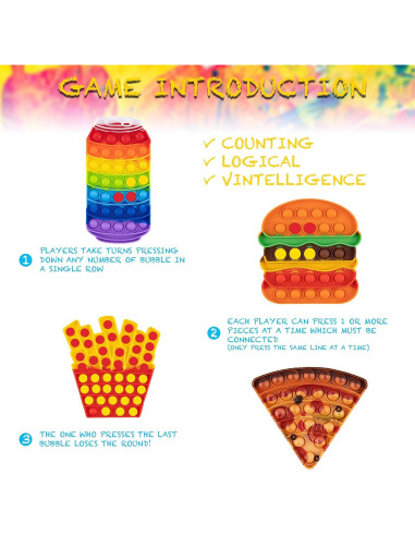 Paquete de Juguetes Antiestrés Ronton - 4 Poppers Comida