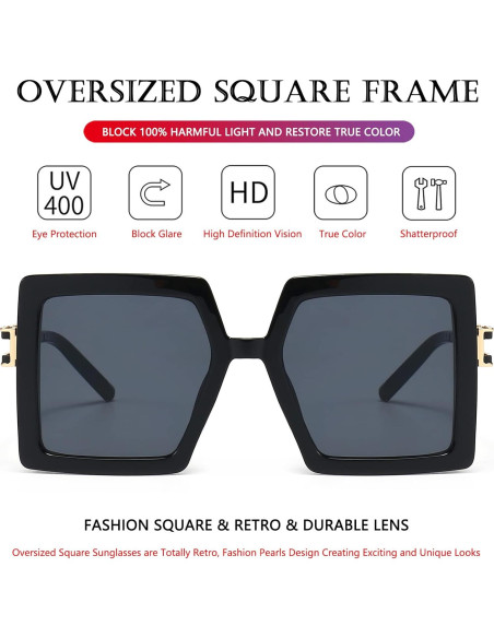 Gafas de Sol AIEYEZO Cuadradas Oversized UV400 para Mujeres