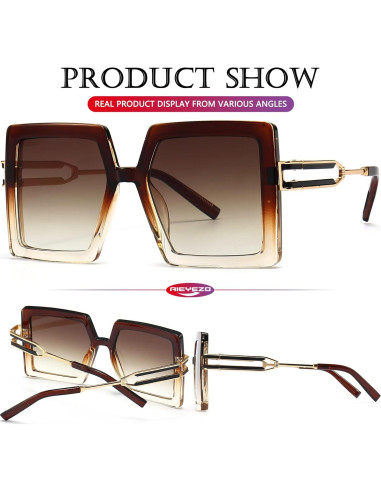 Gafas de Sol AIEYEZO Cuadradas Oversized UV400 para Mujeres