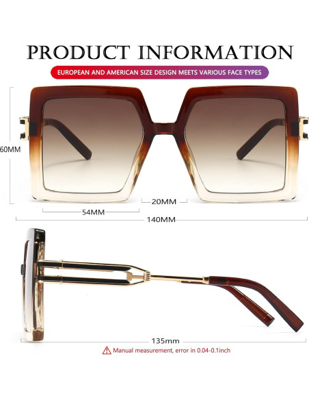 Gafas de Sol AIEYEZO Cuadradas Oversized UV400 para Mujeres