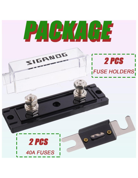 Soporte de Fusible ANL SIGANDG 40A para Cable 0/2/4 Gauge - 2 Piezas