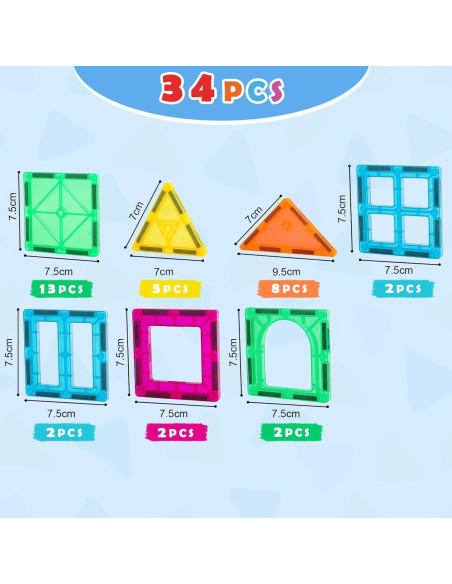 Bloques de Construcción Magnéticos Gemmicc 34 PCS - Juguetes STEM