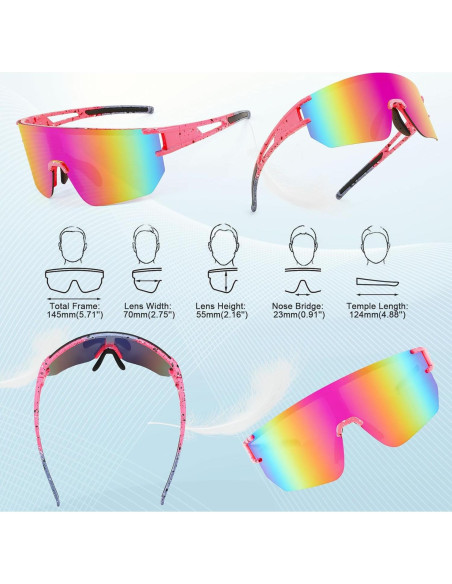 Gafas de Ciclismo WANWAN UV400 Lente Mercurio Rosa