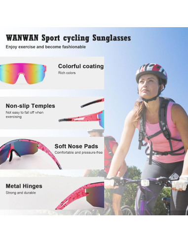 Gafas de Ciclismo WANWAN UV400 Lente Mercurio Rosa