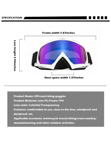 Gafas de Motocross Immoono 2 Pcs con Gaiter para Adultos